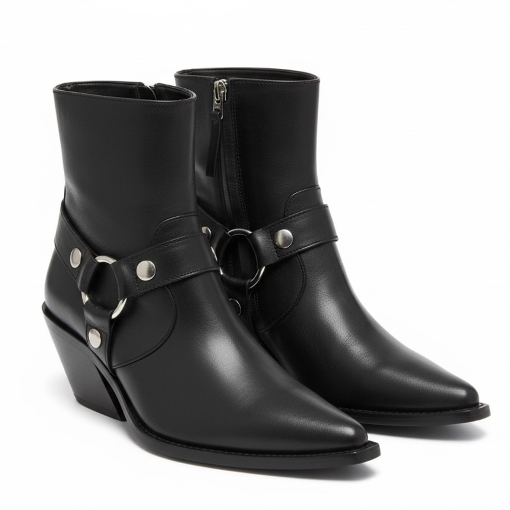 Anine Bing Nash Black Leather Ankle Boots Size 9 - Picture 2 of 10